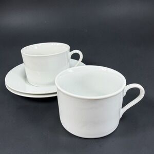 The Palm Restaurant White Ceramic Coffee Cup and Saucer Set of 2 Restaurant Ware